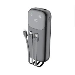 پاوربانک فست شارژ 10000 میلی آمپر بودی توان 20 وات مدل Budi PB083B1 با 4 پورت خروجی و 3 کابل USB/USB-C/لایتنینگ با گارانتی ۱۸ ماهه شرکتی (۶ ماه تعویض)